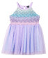 ფოტო #1 პროდუქტის Pink Violet Little Girls Sleeveless Mermaid Crochet Mesh Dress