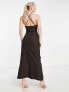 ASOS DESIGN Tall square neck structured midi dress with drape skirt in chocolate