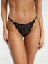 New Look high leg lace brief in black