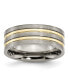 ფოტო #1 პროდუქტის Titanium Brushed Yellow IP-plated Grooved Wedding Band Ring