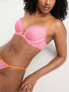 Ann Summers Heart To Heart lace padded plunge bra with contrast binding in pink and orange