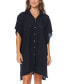 ფოტო #3 პროდუქტის Juniors' Vacay Button-Front Side-Slit Cover-Up