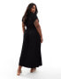 ASOS DESIGN Curve v neck with channelled waist maxi dress in black