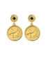 Фото #1 товара 17092 Gold Layered Hummingbird Coin Goldtone Art Decor Earrings with Black Stone, Gold