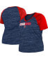 Фото #2 товара Women's Navy Minnesota Twins Plus Size Space Dye Raglan V-Neck T-shirt