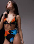 Фото #3 товара Topshop sideways tie front triangle bikini top in bold floral print