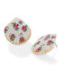 Faux Stone Floral Shell Button Earrings