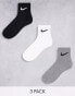 Nike Training Everyday Lightweight 3 pack ankle socks in multi Разноцветный, S - EU 34-38 - фото #1