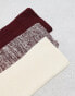 Фото #4 товара ASOS DESIGN 3 pack twist sock in ecru and burgundy