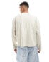 ASOS DESIGN oversized long sleeve boxy textured rib t-shirt in white