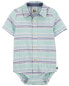 Фото #4 товара Baby Striped Button-Front Linen Blend Bodysuit 6M