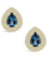 ფოტო #3 პროდუქტის London Topaz (1-3/4 ct. t.w.) and Diamond (5/8 ct. t.w.) Halo Stud Earrings in 14K Yellow Gold