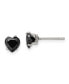Stainless Steel Polished Black Heart CZ Stud Earrings