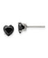 ფოტო #1 პროდუქტის Stainless Steel Polished Black Heart CZ Stud Earrings