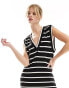 Фото #4 товара ASOS DESIGN supersoft v neck maxi sleeveless dress in mono stripe