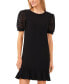 Фото #3 товара Women's Lace-Puff-Sleeve Mixed-Media Knit Dress