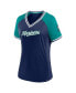 ფოტო #2 პროდუქტის Women's Navy Seattle Mariners Glitz and Glam League Diva Raglan V-Neck T-shirt