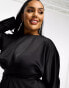 Фото #6 товара ASOS DESIGN Curve satin maxi dress with batwing sleeve and wrap waist in black