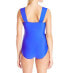 Фото #2 товара Athena Blue One Piece Swimsuit Womens Solid Front Twist Stylish Size 10