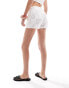 Фото #4 товара Stradivarius patchwork broderie short co-ord in white