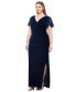 Plus Size Embellished Flutter-Sleeve Velvet Gown