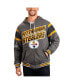 Men's Black, Gray Pittsburgh Steelers Extreme Full Back Reversible Hoodie Full-Zip Jacket