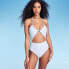 Фото #1 товара Women's Cut Out Halter Lurex One Piece Swimsuit - Shade & Shore Cream XS