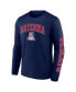 Фото #2 товара Men's Navy Arizona Wildcats Distressed Arch Over Logo Long Sleeve T-shirt