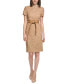 ფოტო #1 პროდუქტის Women's Tweed Belted Sheath Dress