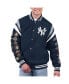 Фото #1 товара Men's Navy New York Yankees Quick Full-Snap Varsity Jacket