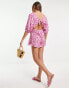 Wednesday's Girl tie back flippy hem playsuit in spring pink floral