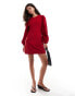 Фото #2 товара Nobody's Child Patras cord mini dress with balloon sleeve in red