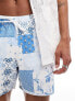 Hollister patchwork paisley printed swim shorts in blue BLUE POSTCARD, XS - фото #7