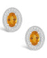 ფოტო #3 პროდუქტის Citrine (9/10 ct. t.w.) and Diamond (1/5 ct. t.w.) Halo Studs in Sterling Silver