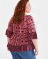 Plus Size Printed 3/4-Sleeve Top, Created for Macy's