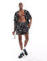 Фото #1 товара Jack & Jones palm grid print swimshort co-ord in black