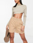 ASOS DESIGN longline casual short in camel