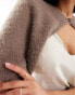 Фото #6 товара NA-KD fuzzy knit buttoned cape in beige