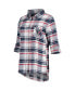 Women's Navy, Red Houston Texans Accolade Flannel Long Sleeve Button-Up Nightshirt