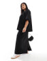 Фото #1 товара ASOS EDITION Curve premium heavy weight textured jersey column maxi skirt in black