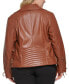 ფოტო #2 პროდუქტის Women's Plus Size Faux-Leather Asymmetric Moto Coat