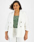 ფოტო #1 პროდუქტის Plus Size Scrunch-Sleeve Linen-Blend Open-Front Blazer, Created for Macy's