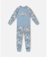 Фото #1 товара Baby Girls Baby Organic Cotton Two Piece Pajama Set Air Blue Printed Mama Bears