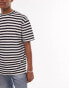 Фото #3 товара Topman oversized knitted t-shirt with stripe in white and navy