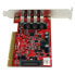 Фото #8 товара StarTech.com 4 Port PCI SuperSpeed USB 3.0 Adapter Card with SATA / SP4 Power - PCI - USB 3.2 Gen 1 (3.1 Gen 1) - Red - CE - FCC - TAA - REACH - Renesas/NEC - µPD720202 - 5 Gbit/s