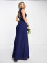 Фото #2 товара TFNC Bridesmaid open back lace insert dress in navy blue