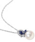 Cultured Freshwater Pearl (9-1/2mm), Sapphire (3/4 ct. t.w.), & Diamond (1/20 ct. t.w.) 17" Pendant Necklace in 14k White Gold