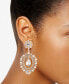 Gold-Tone Crystal & Imitation Pearl Flower Orbital Drop Earrings