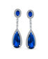 ფოტო #3 პროდუქტის Classic Estate Jewelry Art Deco Style Halo Linear Long CZ Statement Dangle Teardrop Chandelier Earrings For Women Prom Party Jewel Colors Silver Plated