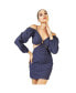 Women's Midnight Blue Cutout Checkered Dress